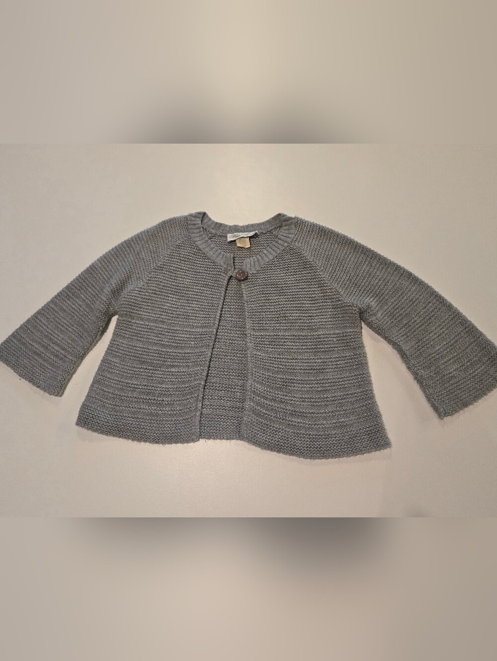 Knit Avenue Gray Knit Cropped Cardigan Sweater 3/4 Sleeves
